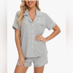 Women's Gray Short Sleeve Pajama Set